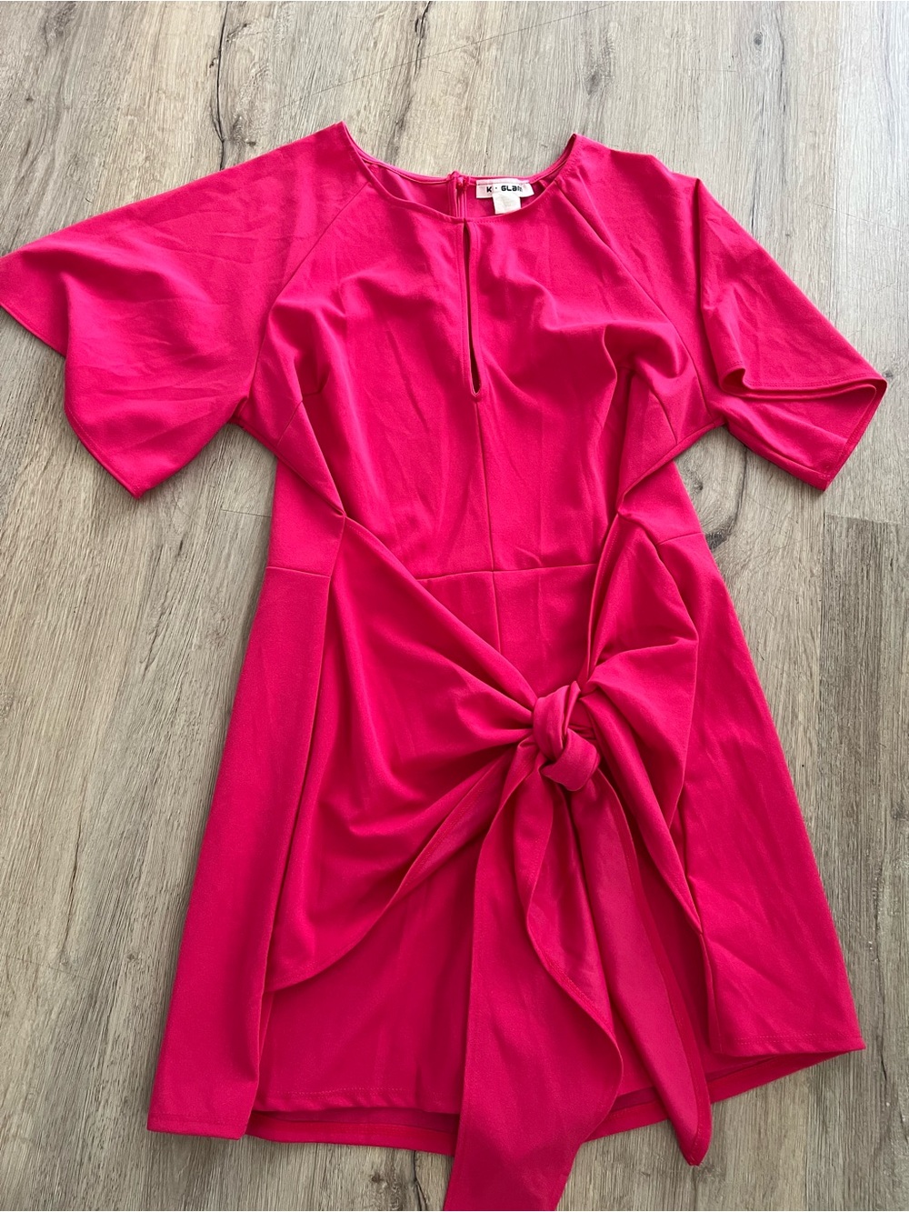 Hot Pink Short Sleeve Tie-Front Jumpsuit Romper